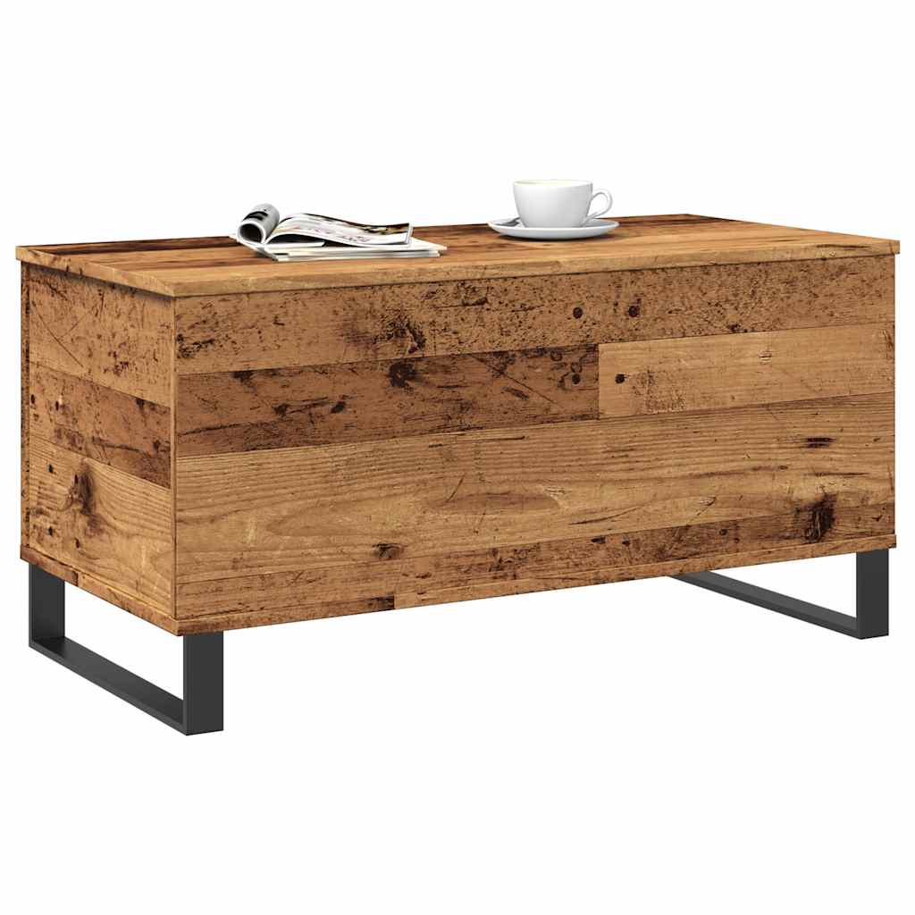 Table basse aspect bois de récupération 90x44,5x45 cm en bois