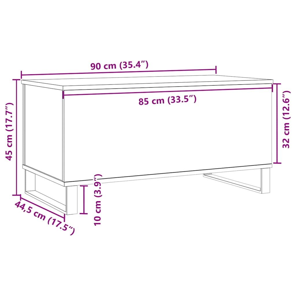 Table basse aspect bois de récupération 90x44,5x45 cm en bois