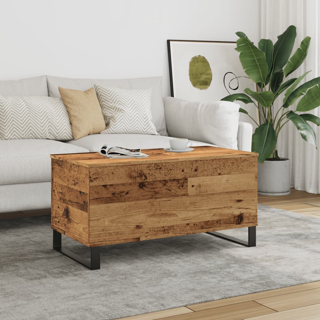 Table basse aspect bois de récupération 90x44,5x45 cm en bois