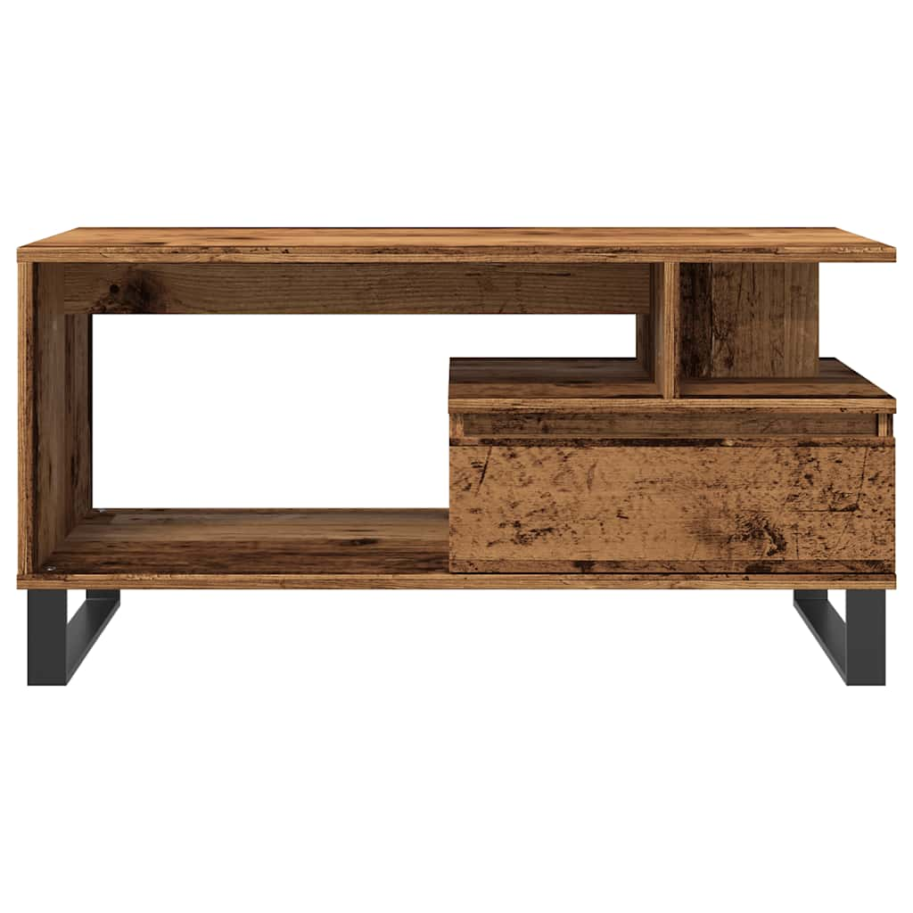 Table basse aspect bois de récupération 90x49x45 cm en bois