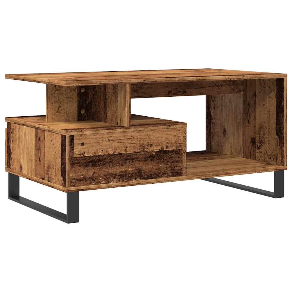 Table basse aspect bois de récupération 90x49x45 cm en bois