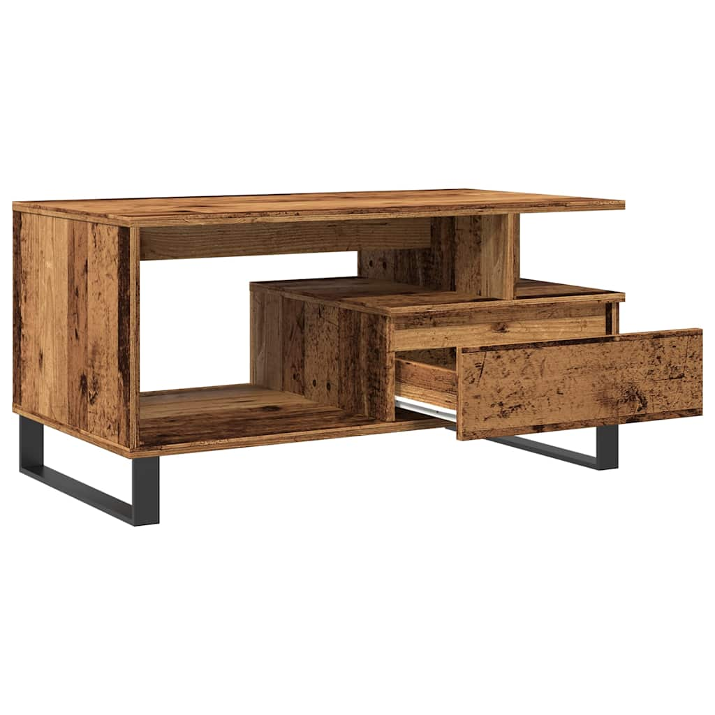 Table basse aspect bois de récupération 90x49x45 cm en bois