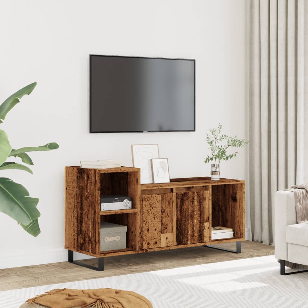 Meuble TV aspect bois de récupération 100x35x55 cm en bois