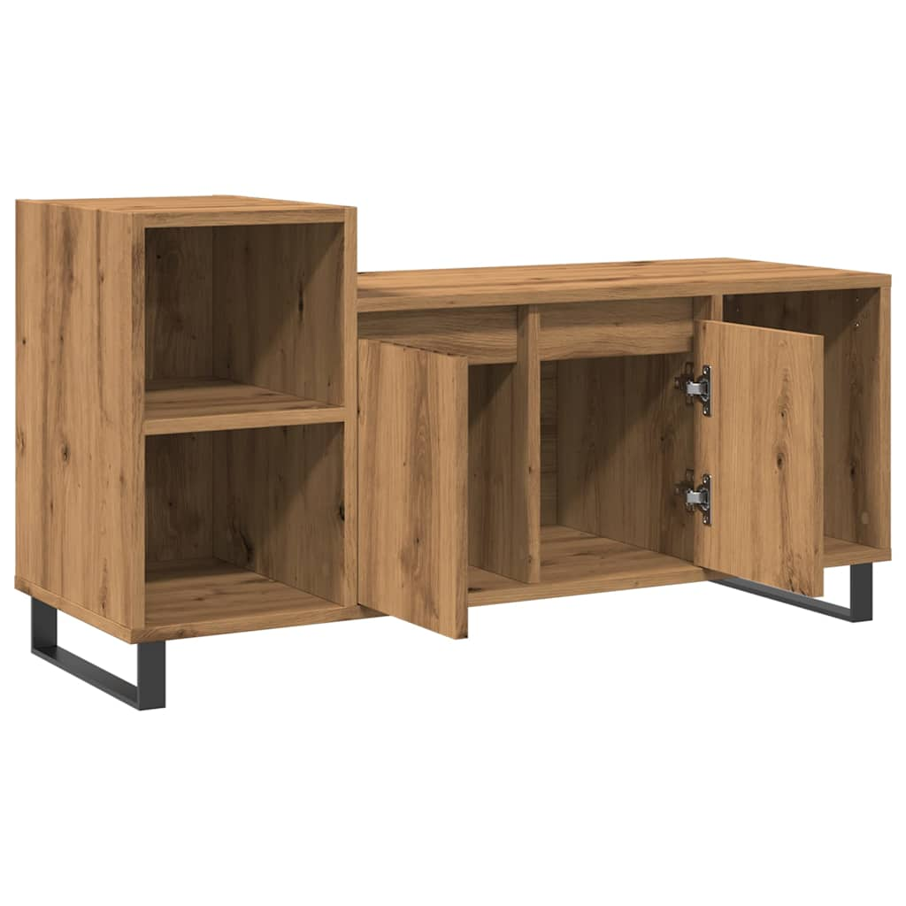 Meuble TV Chêne artisanal 100x35x55 cm matériau bois