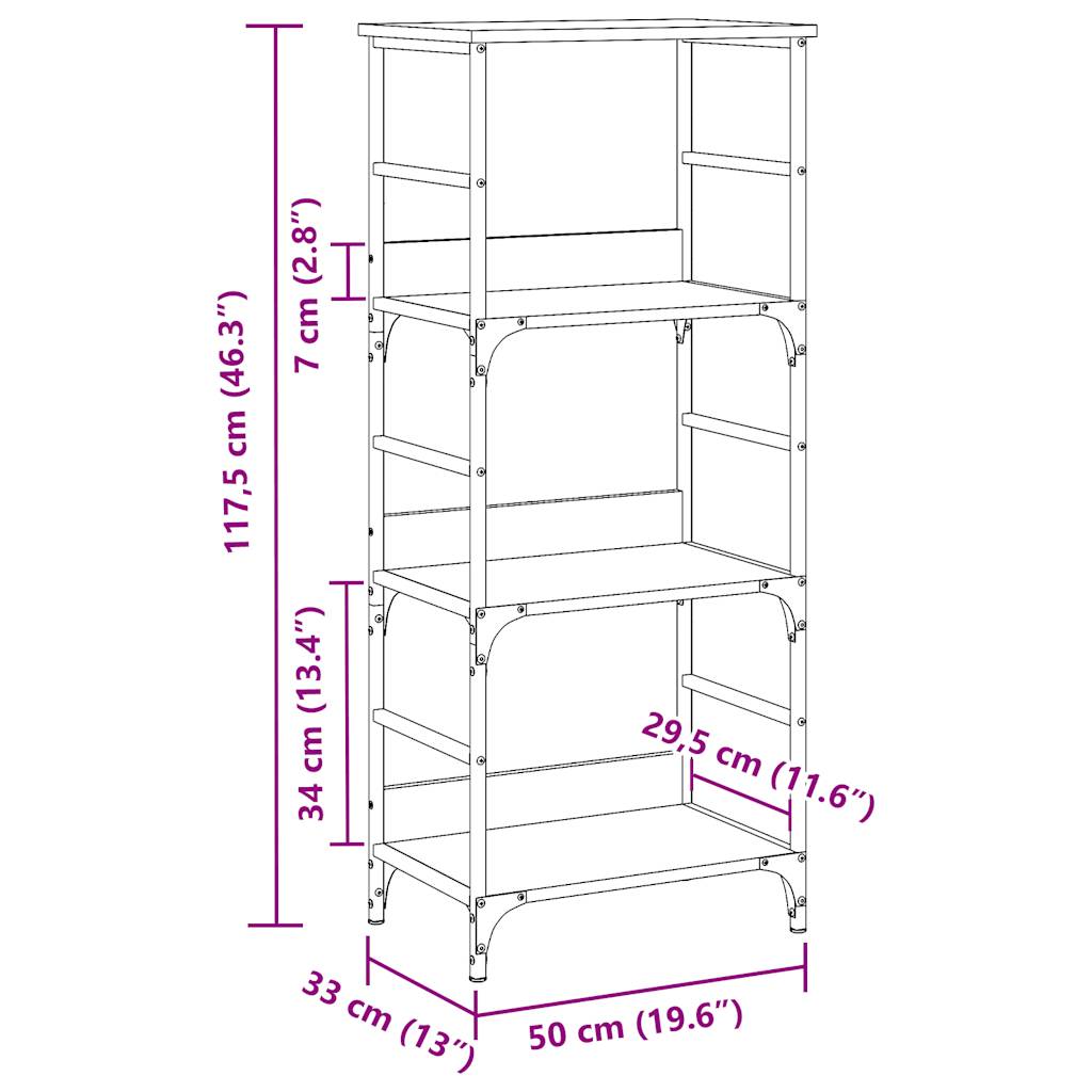 Bibliothèque aspect bois de récupération 50x33x117,5 cm en bois