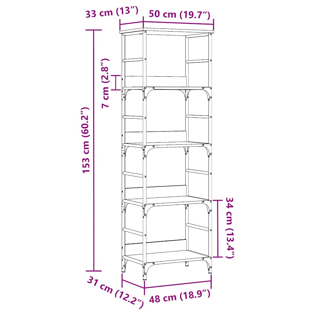 Bücherregal Altholz-Optik 50x33x153 cm Holzwerkstoff