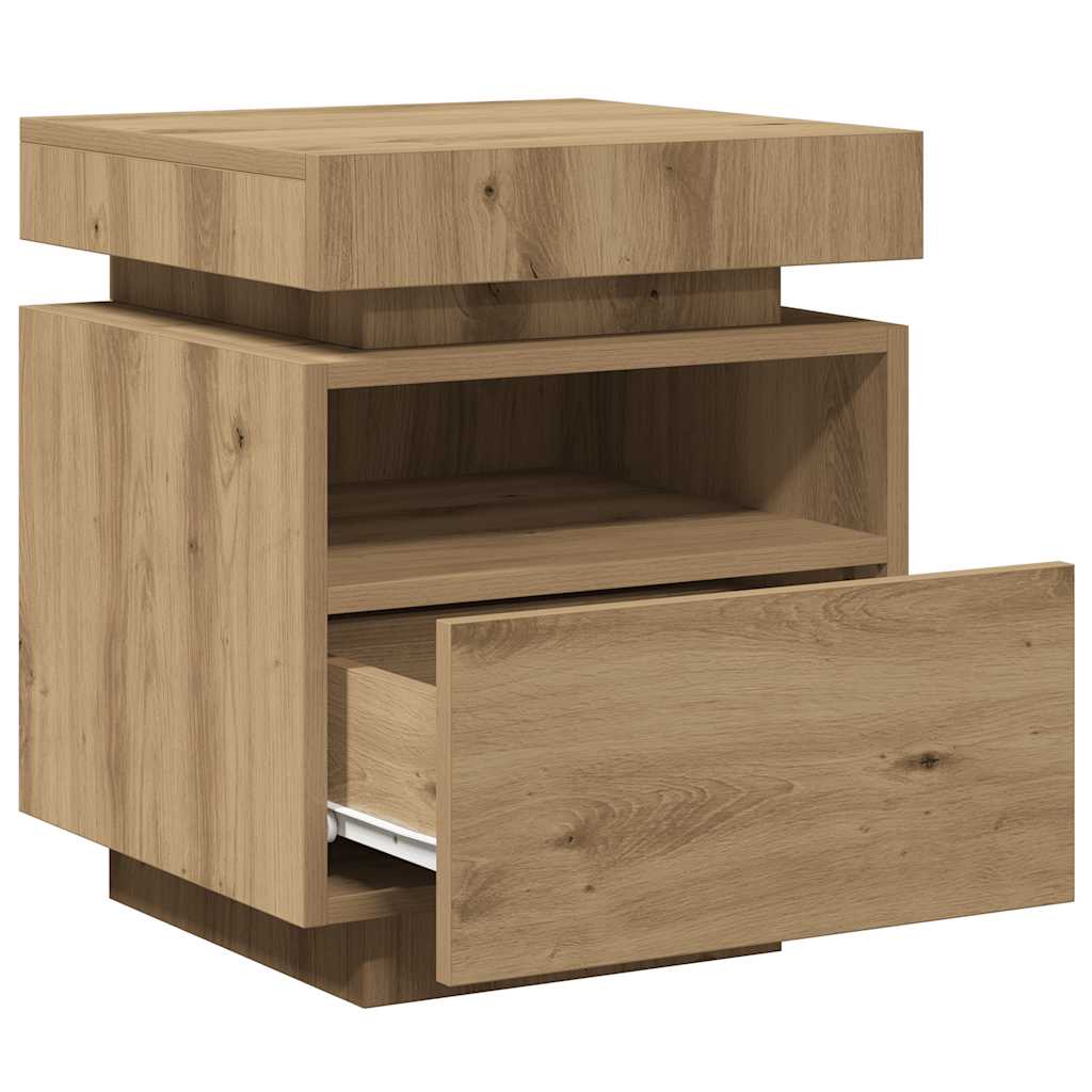 Nachttische mit LED-Leuchten 2 Stk. Artisan-Eiche 40x39x48,5 cm