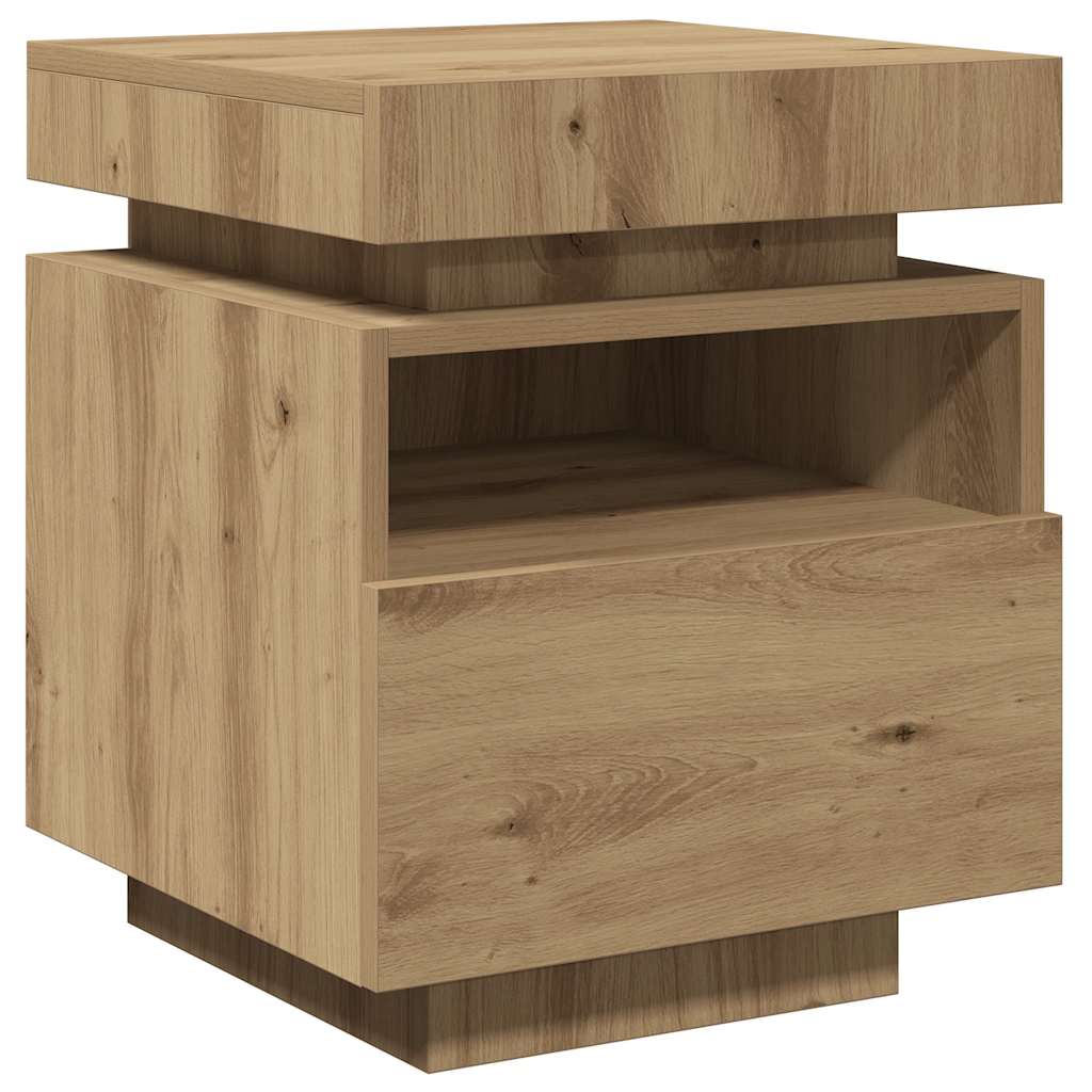 Nachttische mit LED-Leuchten 2 Stk. Artisan-Eiche 40x39x48,5 cm