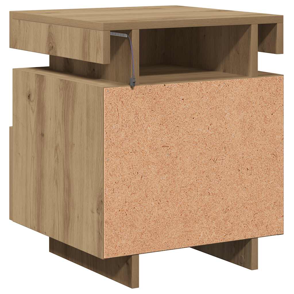 Nachttische mit LED-Leuchten 2 Stk. Artisan-Eiche 40x39x48,5 cm