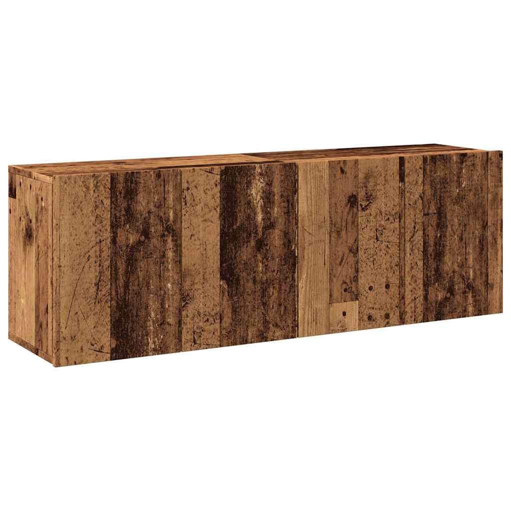 Meubles TV muraux 2 pièces aspect bois de récupération 60x30x41 cm.