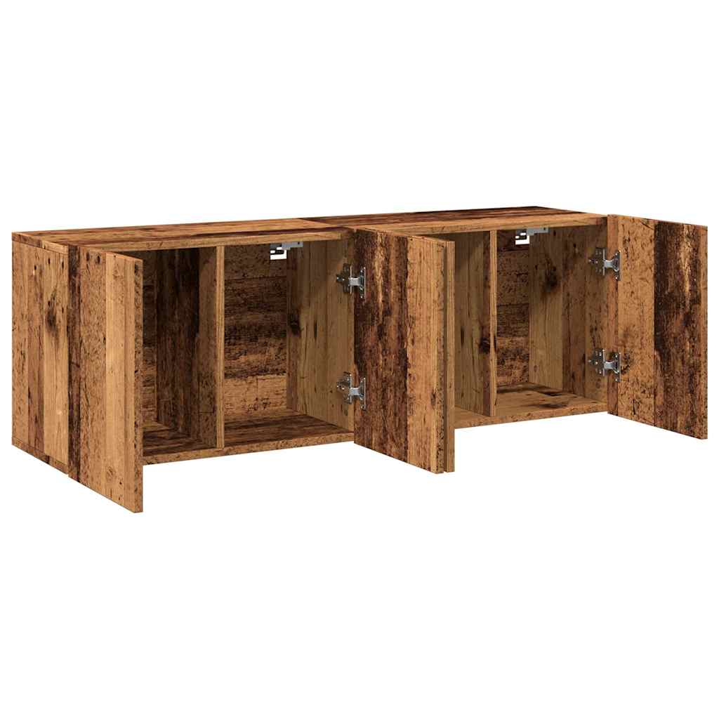 Meubles TV muraux 2 pièces aspect bois de récupération 60x30x41 cm.