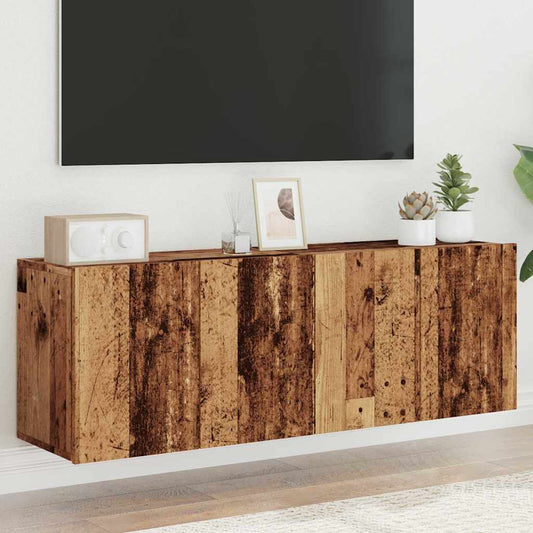 Meubles TV muraux 2 pièces aspect bois de récupération 60x30x41 cm.