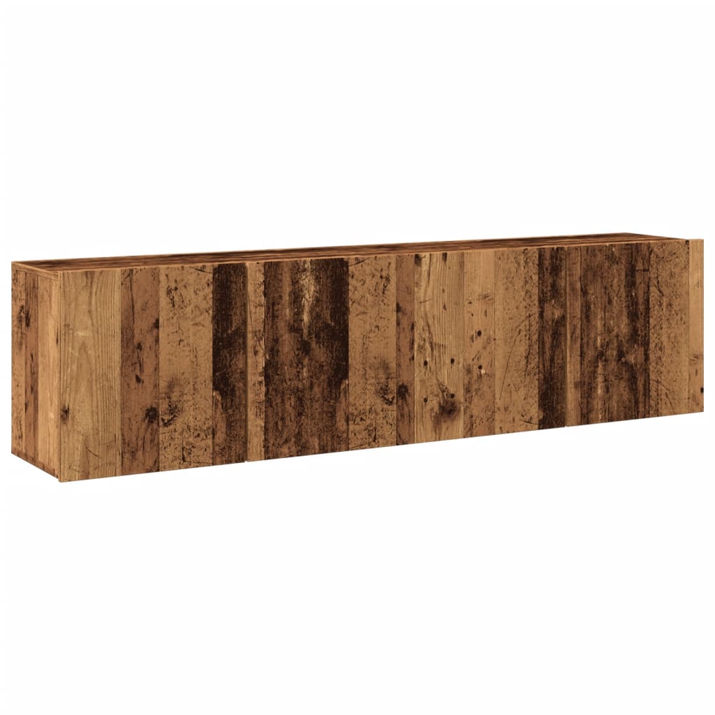 Meubles TV muraux 2 pièces aspect bois de récupération 80x30x41 cm.