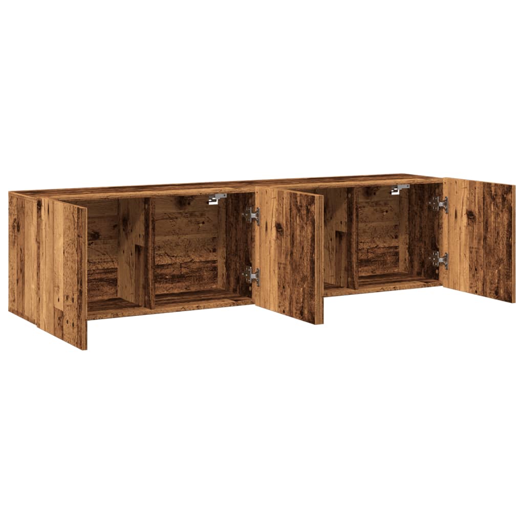 Meubles TV muraux 2 pièces aspect bois de récupération 80x30x41 cm.