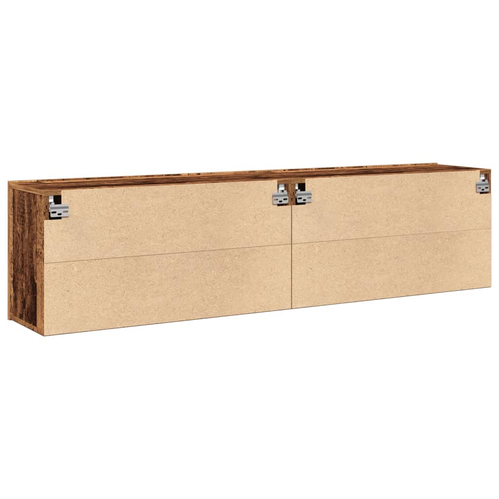 Meubles TV muraux 2 pièces aspect bois de récupération 80x30x41 cm.