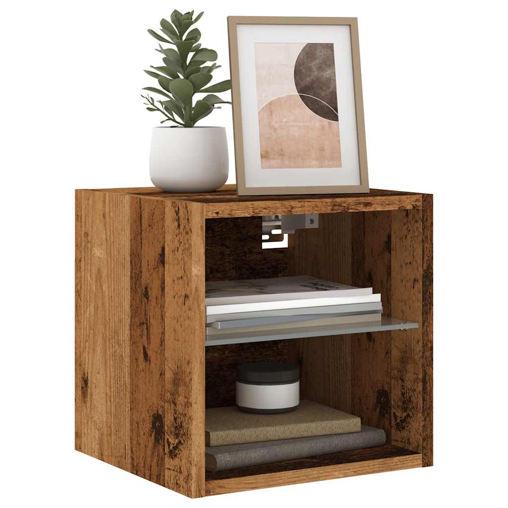 TV-Wandschrank mit LED-Leuchten Altholz-Optik 30x28,5x30 cm