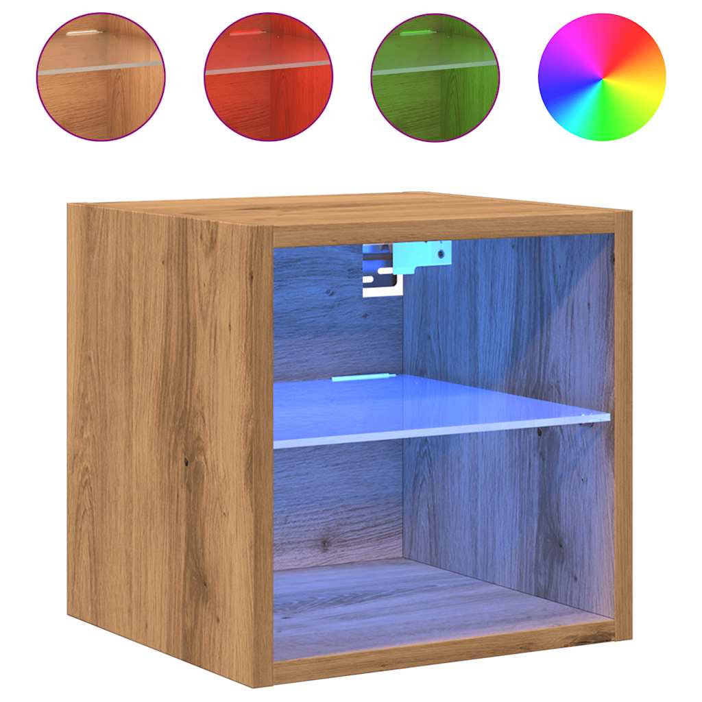 TV-Wandschrank mit LED-Leuchten Artisan-Eiche 30x28,5x30cm