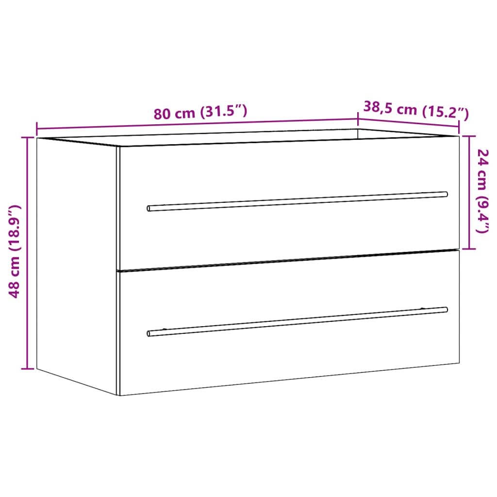 Meuble sous lavabo aspect bois de récupération 80x38,5x48 cm