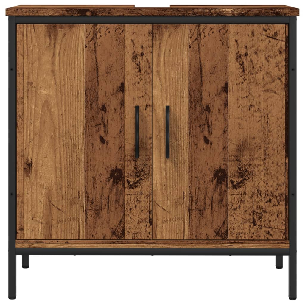 Meuble sous lavabo aspect bois de récupération 60x30x60 cm en matériau bois