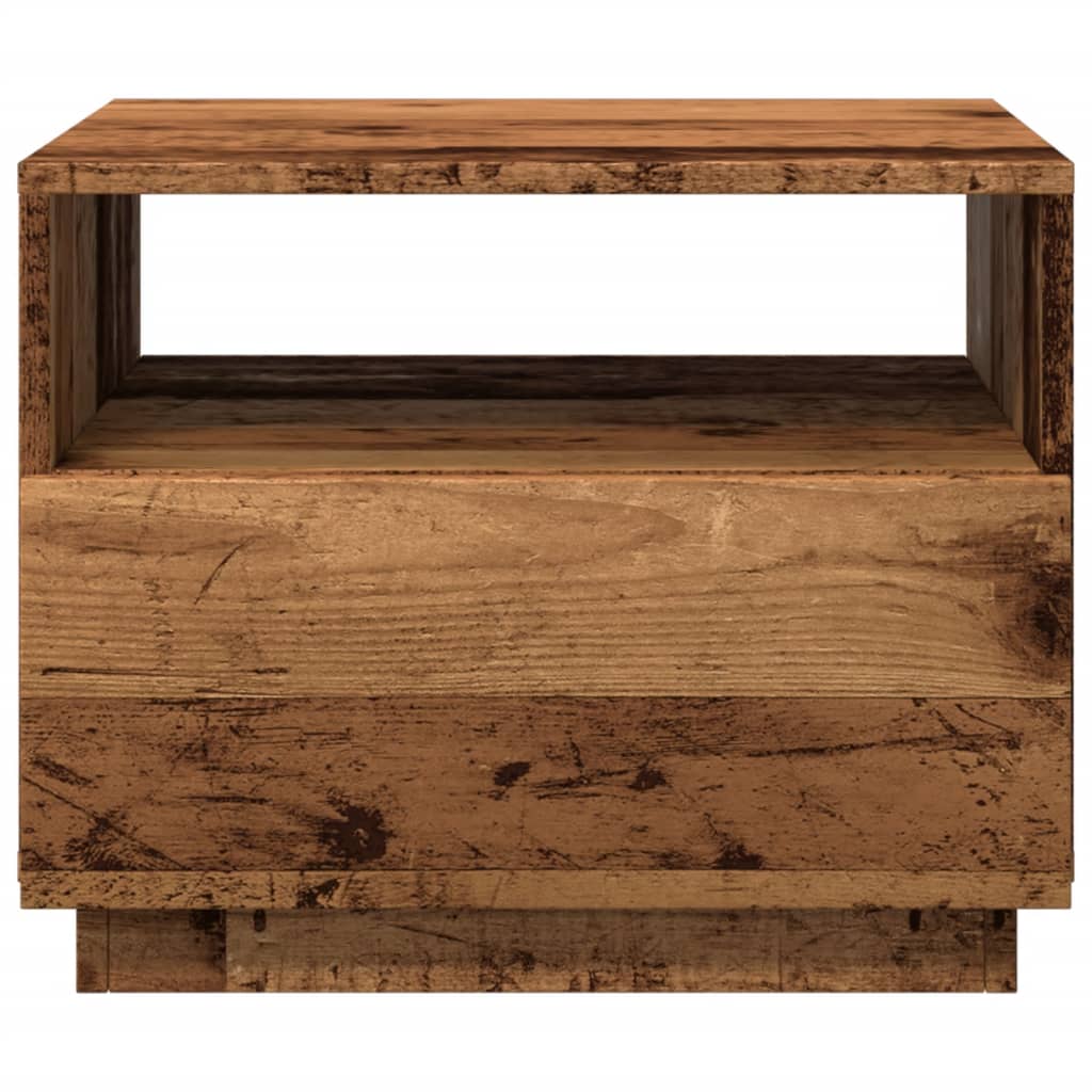 Coffee table with LED lights old wood look 50x49x40 cm