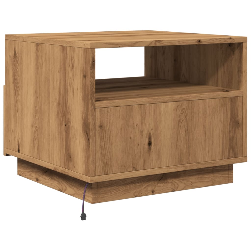 Coffee table with LED lights Artisan oak 50x49x40 cm