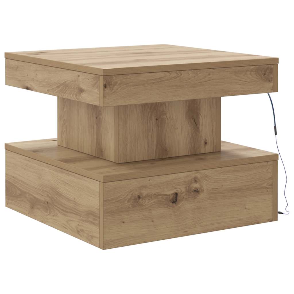 Couchtisch mit LED-Leuchten Artisan-Eiche 50x50x40 cm