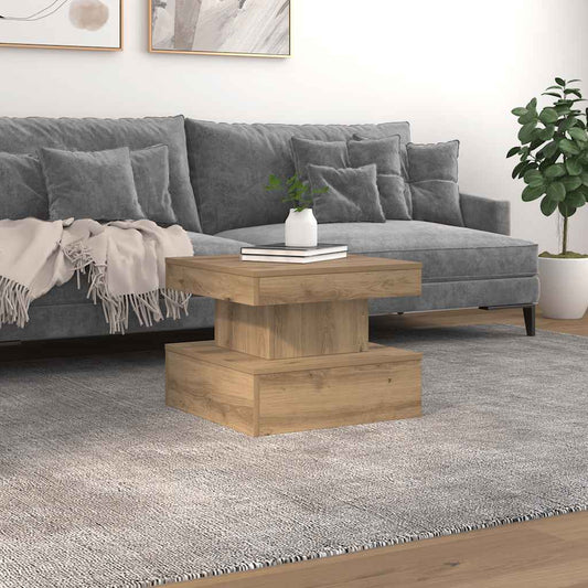 Couchtisch mit LED-Leuchten Artisan-Eiche 50x50x40 cm