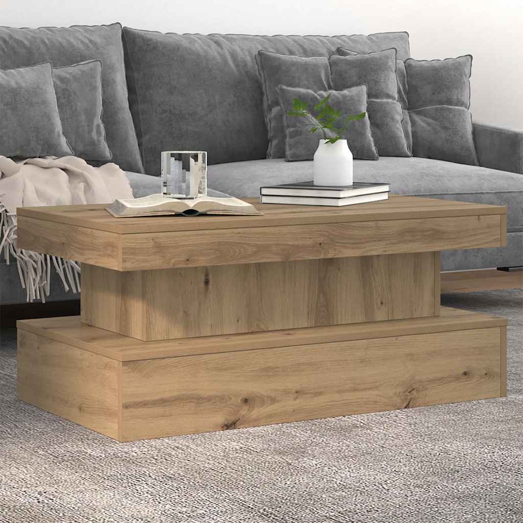 Couchtisch mit LED-Leuchten Artisan-Eiche 90x50x40 cm