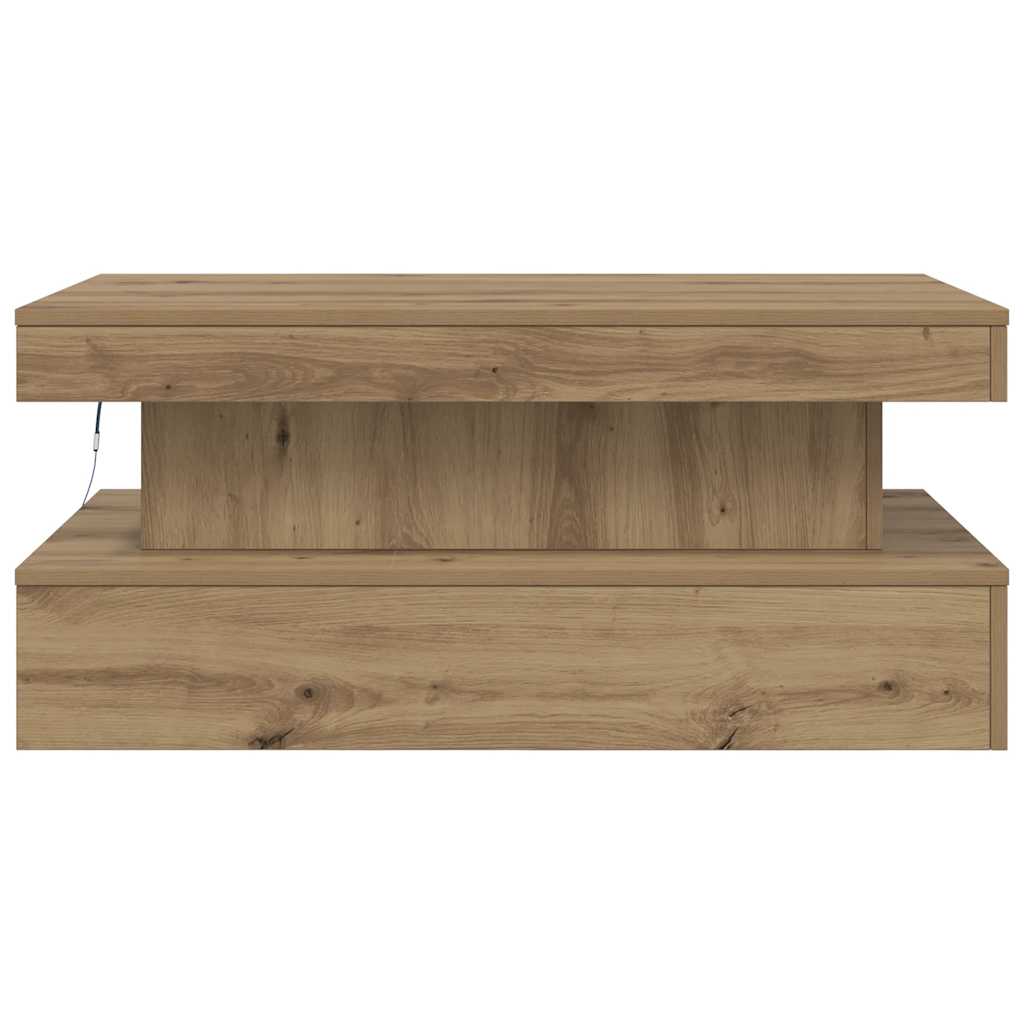 Couchtisch mit LED-Leuchten Artisan-Eiche 90x50x40 cm