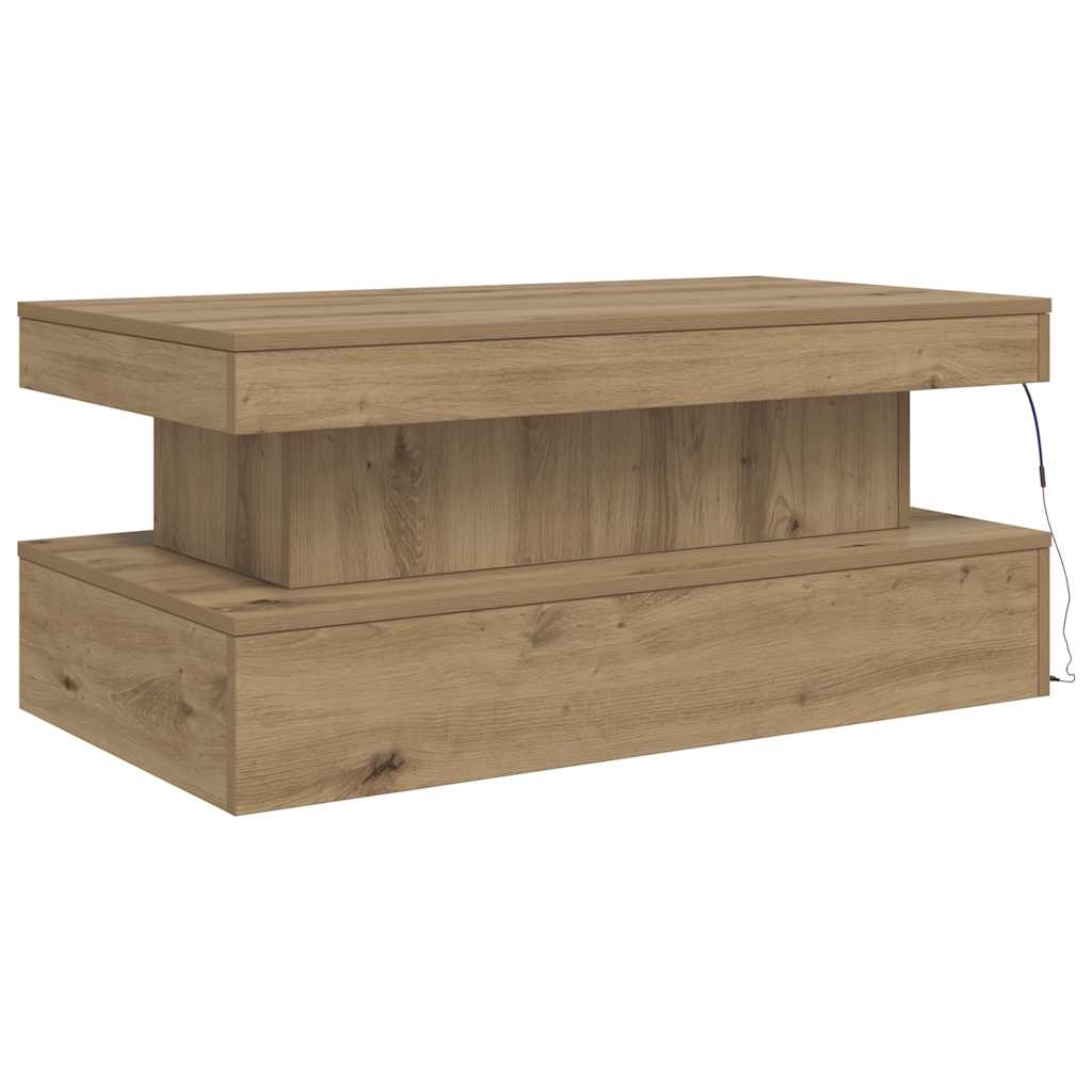 Couchtisch mit LED-Leuchten Artisan-Eiche 90x50x40 cm