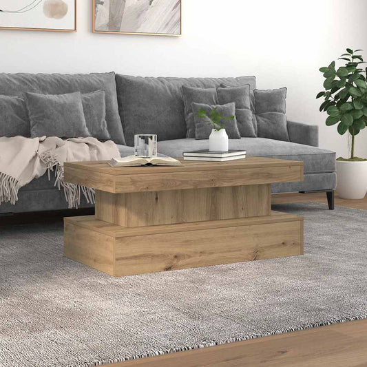 Couchtisch mit LED-Leuchten Artisan-Eiche 90x50x40 cm