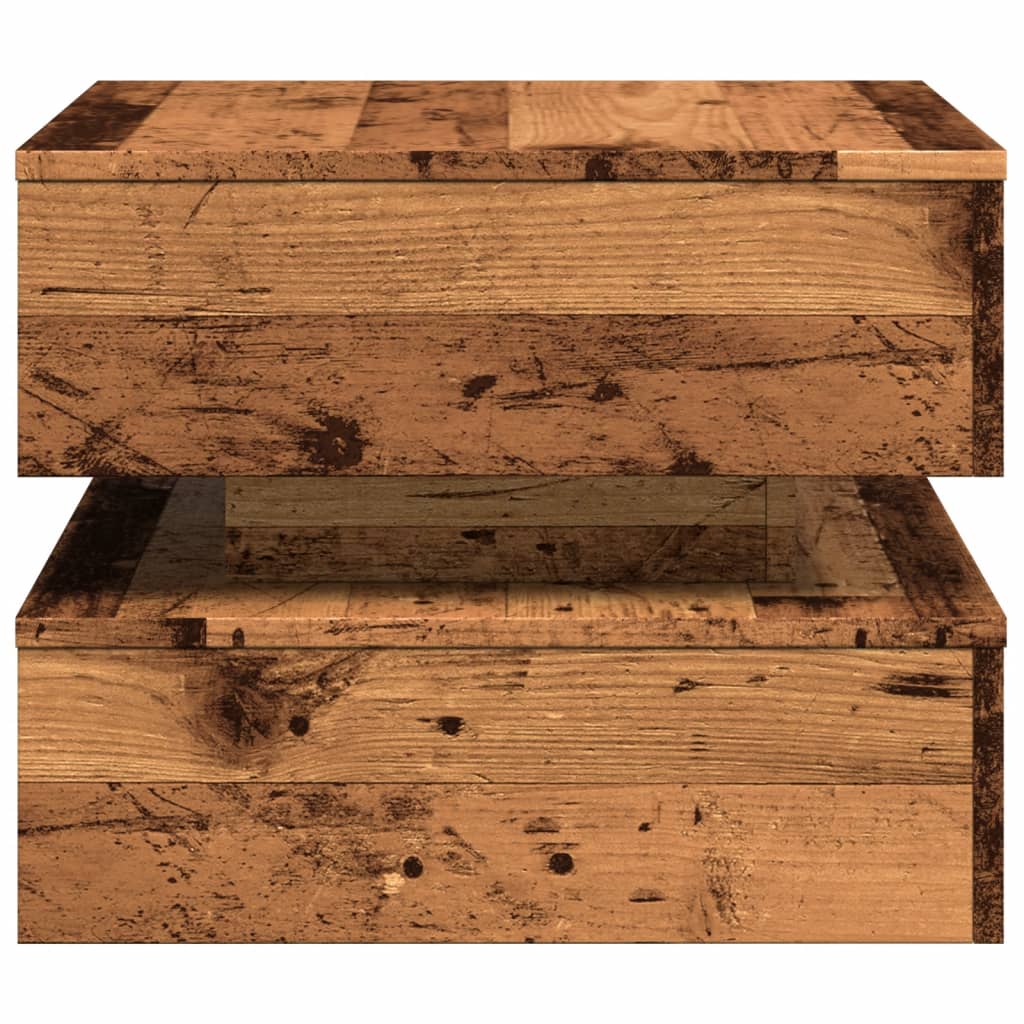 Coffee table with LED lights old wood look 50x50x40 cm