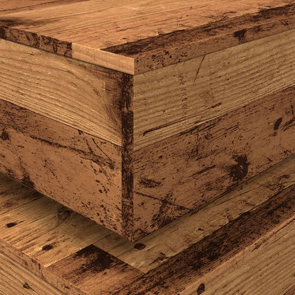Coffee table with LED lights old wood look 50x50x40 cm