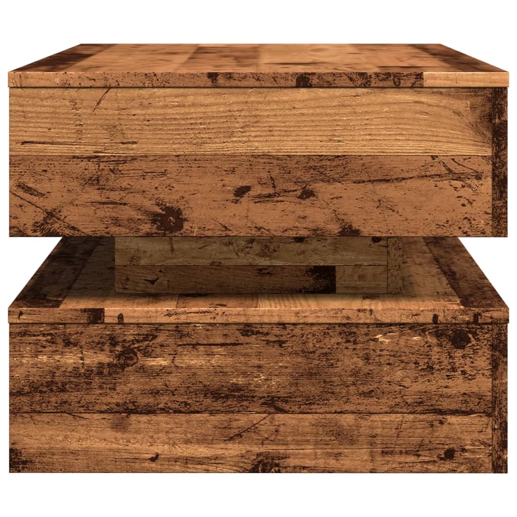 Coffee table with LED lights old wood look 90x50x40 cm