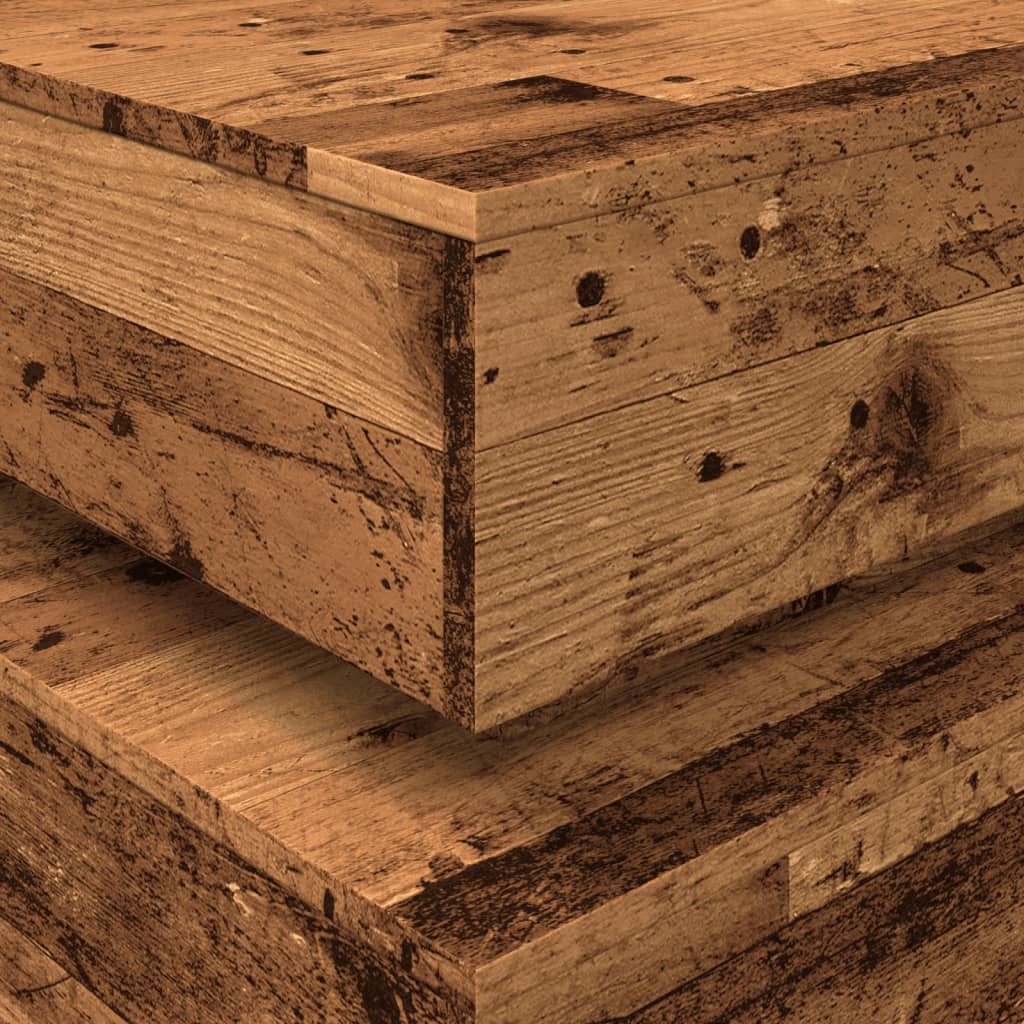 Coffee table with LED lights old wood look 90x50x40 cm