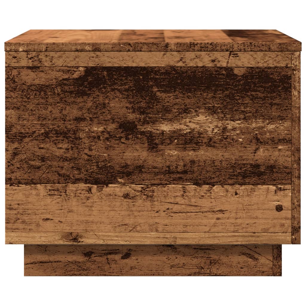 Coffee table with LED lights old wood look 50x50x40 cm