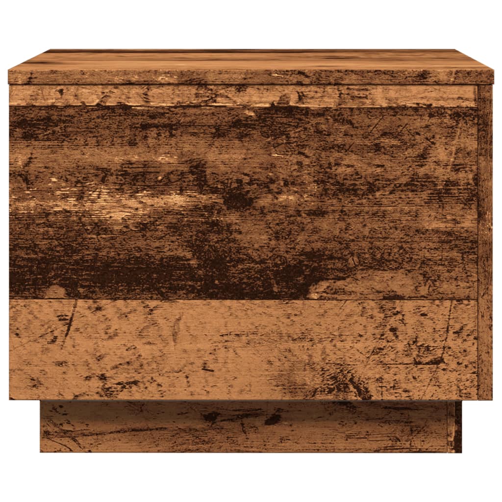 Coffee table with LED lights old wood look 50x50x40 cm