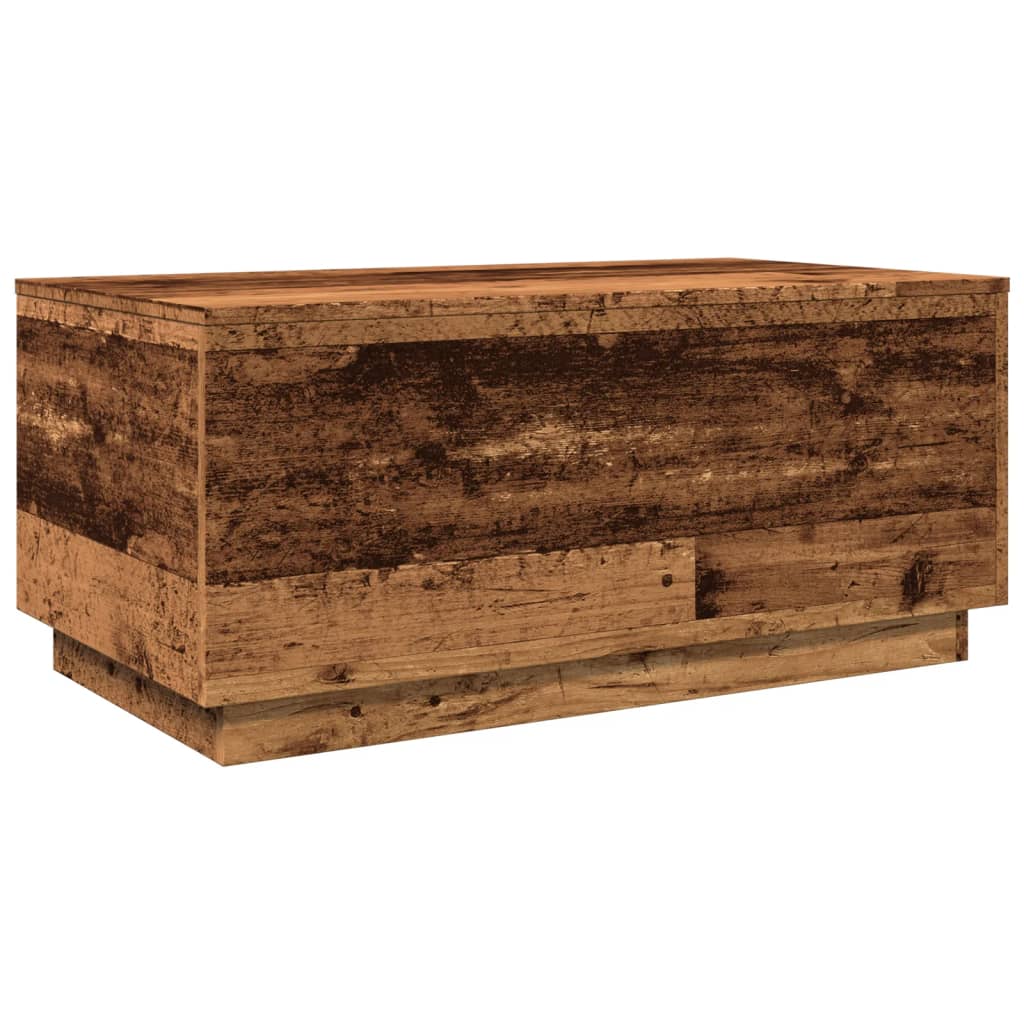 Coffee table with LED lights old wood look 90x50x40 cm