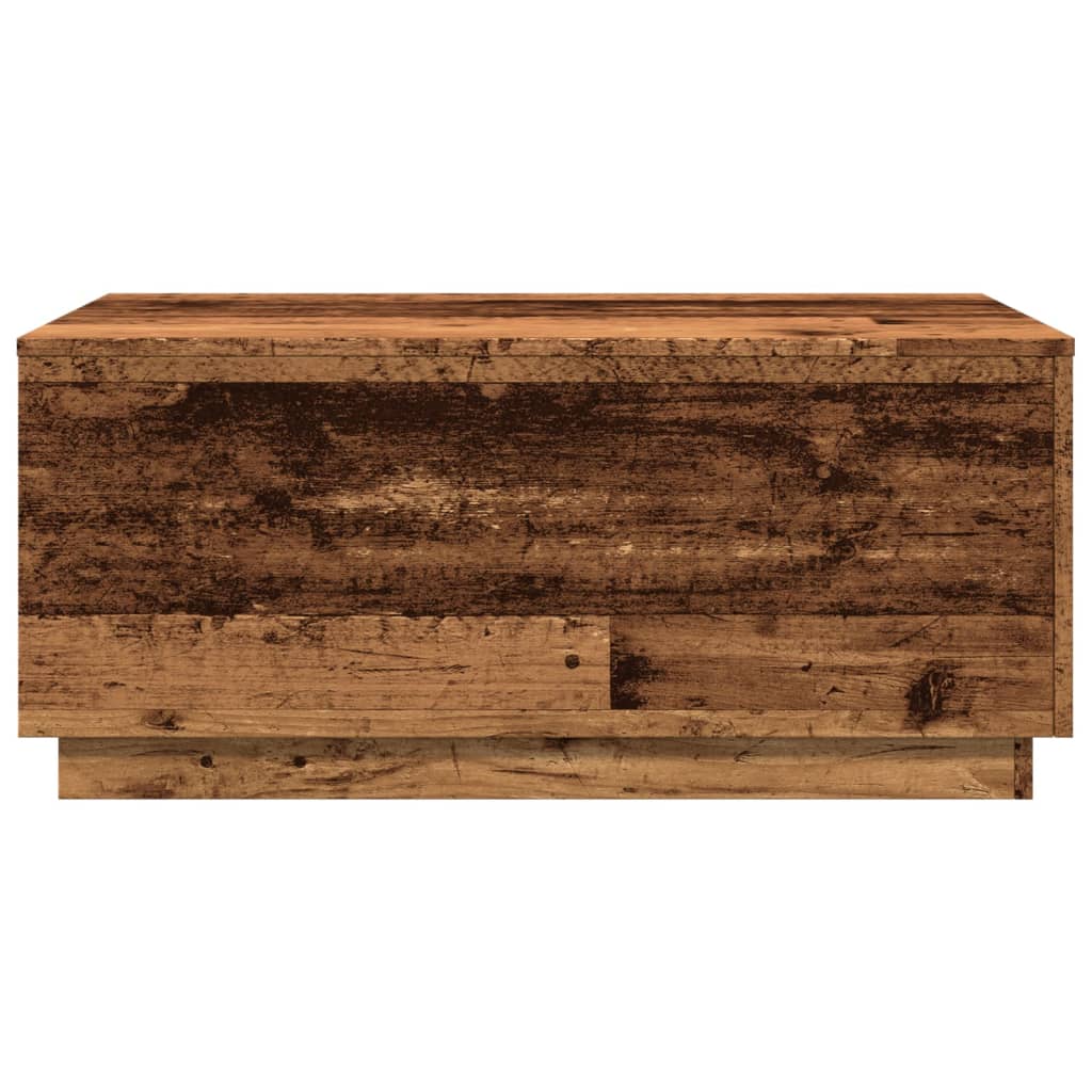 Coffee table with LED lights old wood look 90x50x40 cm