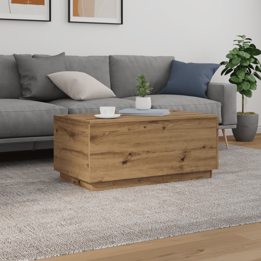 Coffee table with LED lights Artisan oak 90x50x40 cm