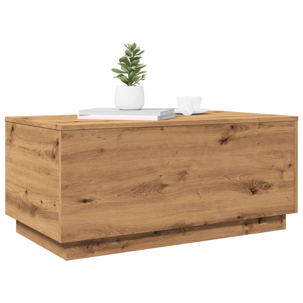 Coffee table with LED lights Artisan oak 90x50x40 cm
