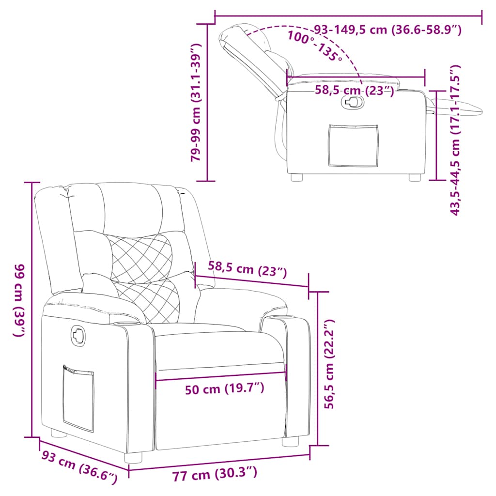 Fauteuil relax tissu taupe