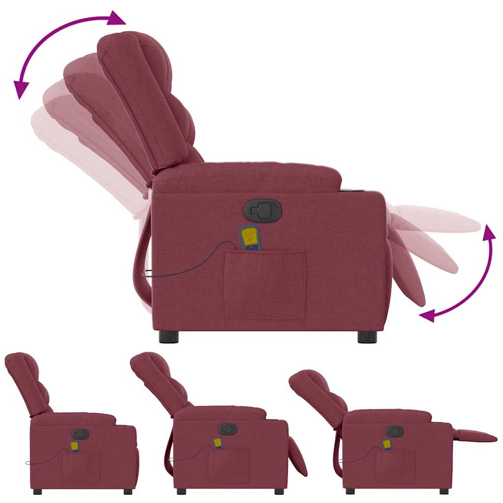 Fauteuil de massage tissu rouge vin