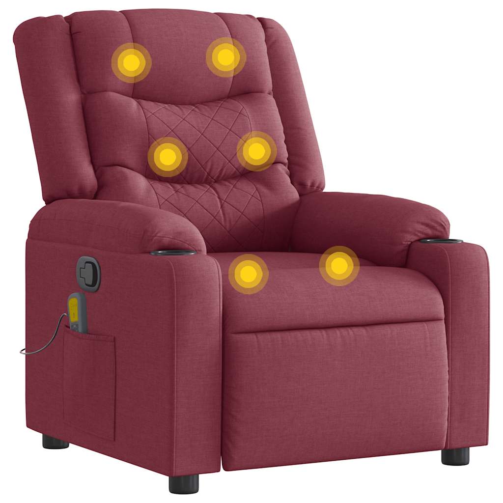 Fauteuil de massage tissu rouge vin