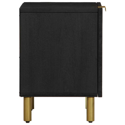 Nachttisch Schwarz 40x33x46 cm Massivholz Mango