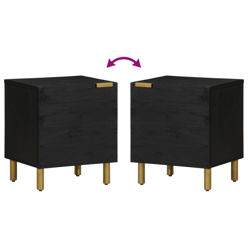Bedside Table Black 40x33x46 cm Solid Mango Wood