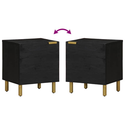 Nachttisch Schwarz 40x33x46 cm Massivholz Mango
