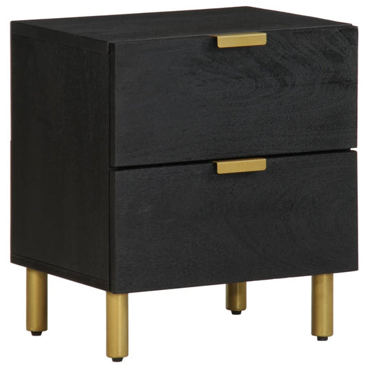 Bedside Table Black 40x33x46 cm Solid Mango Wood