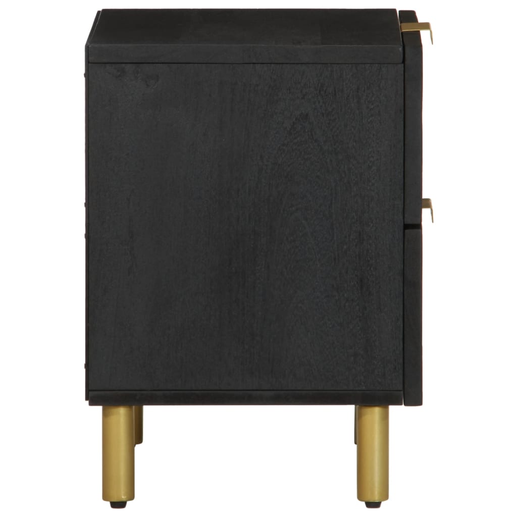 Bedside Table Black 40x33x46 cm Solid Mango Wood