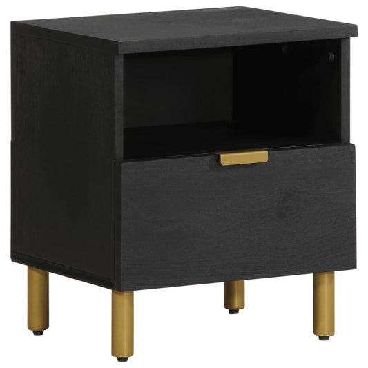 Bedside Table Black 40x33x46 cm Wood Material